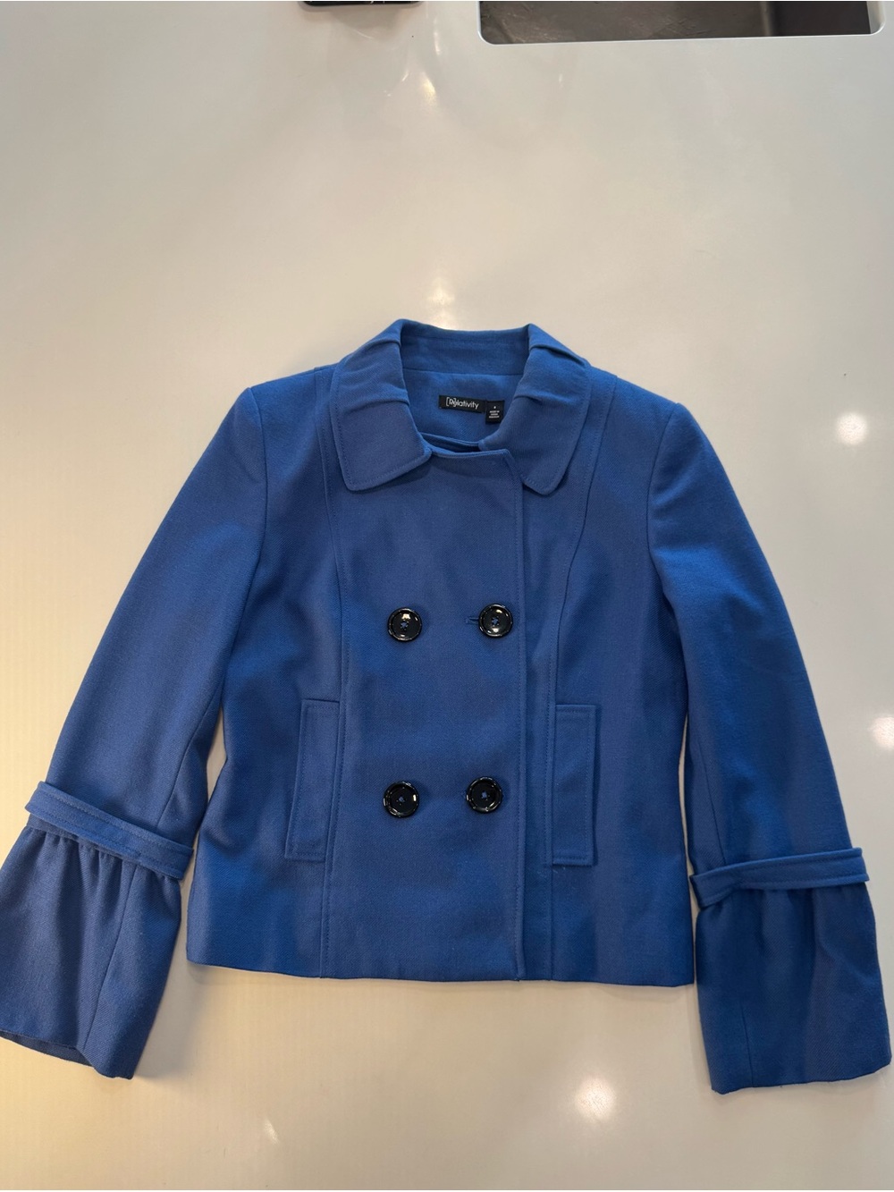 Relativity Blue Double-Breasted Peacoat Jacket - Picture 3 of 10
